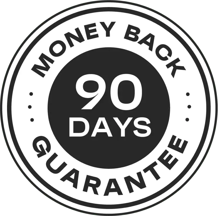 90-day money-back guarantee seal